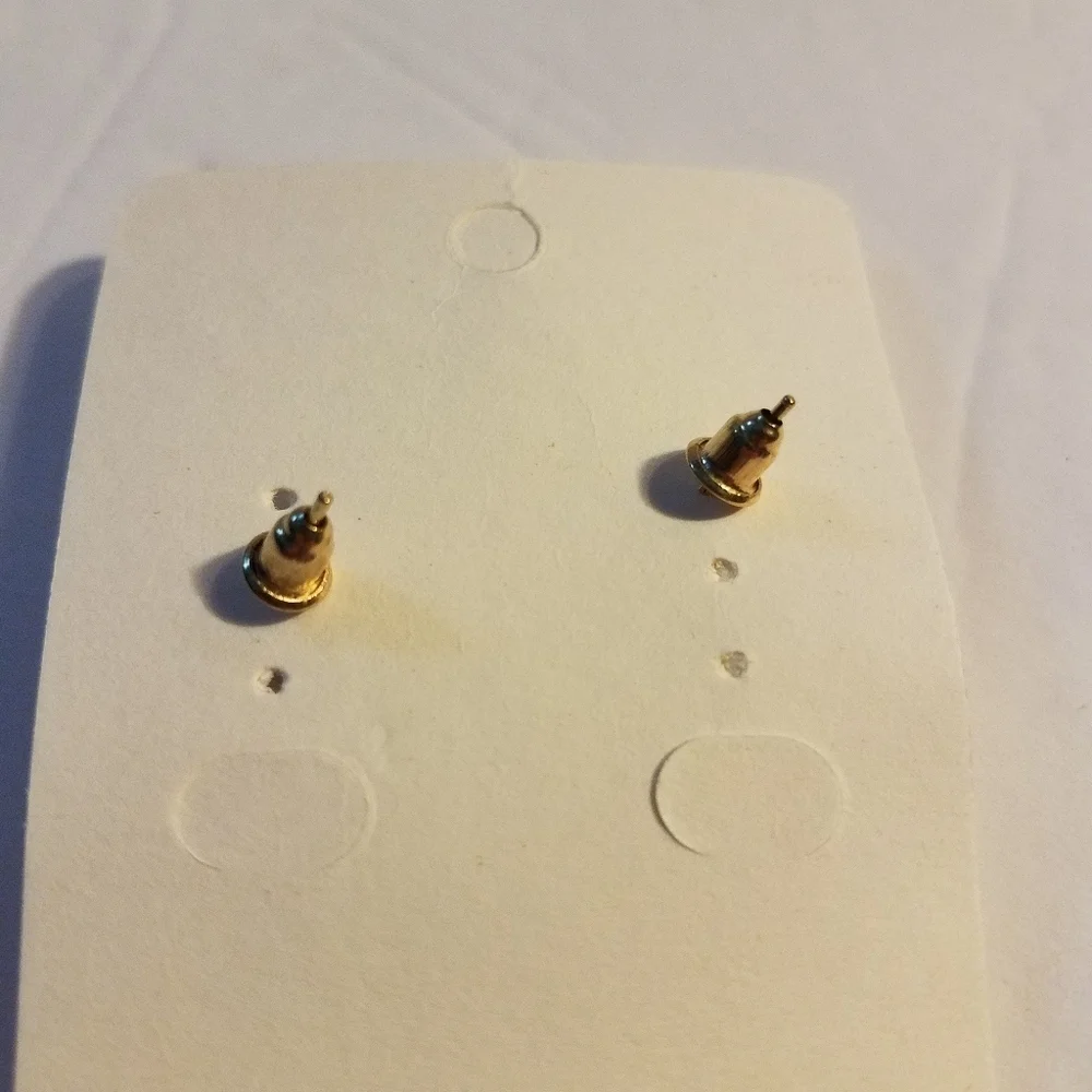 Reindeer Earrings Gold Tone with Faux Pearl New
